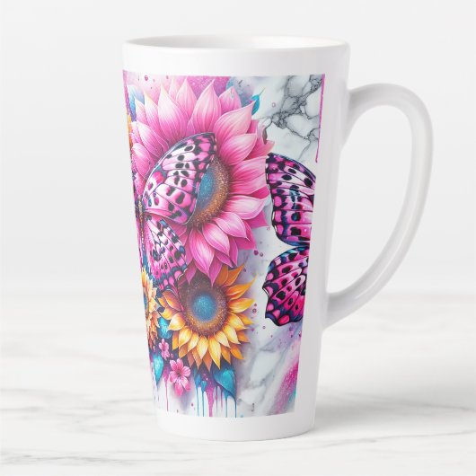 Tasse Latte Balises papillon en fleur (Droite)