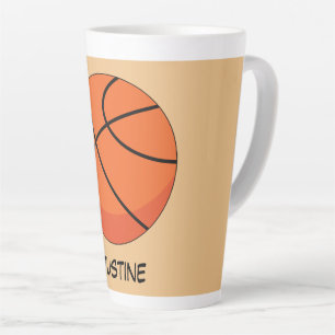 Tasse Latte Balle de basket-ball en dessin Ajouter un nom