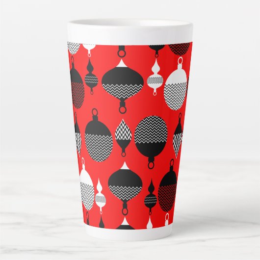 Tasse Latte Balle Décorative De Noël Rouge Et Noir (Devant)