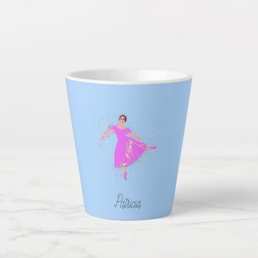 Tasse Latte Ballerina Danseuse Magenta Rosée Rosée Rosée Rosée (Devant)