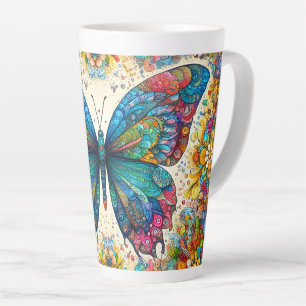 Tasse Latte Ballet arc-en-ciel d'un papillon