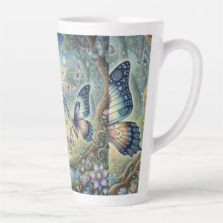 Tasse Latte Ballet de papillons dans une forêt mystique