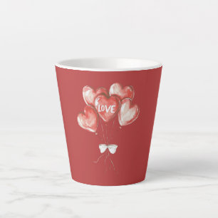 Tasse Latte Ballons d'amour à coeur rouge