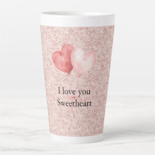 Tasse Latte Ballons en forme de cœur rose rouge Sweetheart sci