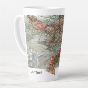 Tasse Latte Banc de homards dans l'océan, Art nouveau vintage