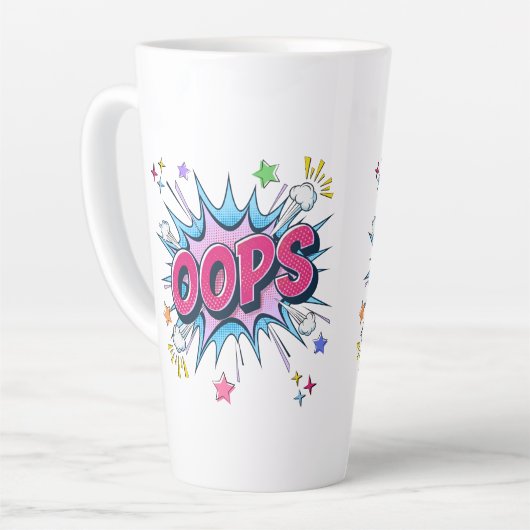 Tasse Latte Bande dessinée OOPS (Angle gauche)