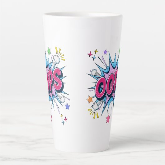 Tasse Latte Bande dessinée OOPS (Devant)