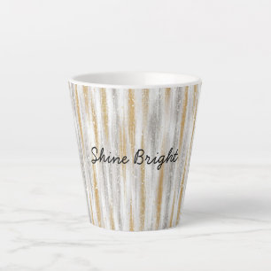 Tasse Latte Bandes dorées et argentées Noël Anniversaire