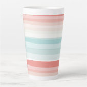 Tasse Latte Bandes estivales en corail et turquoise (Devant)