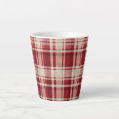 Tasse Latte Bandes Plaid Crème Rouge (Devant)