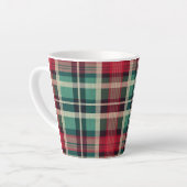 Tasse Latte Bandes Plaid Vert Crème Rouge (Angle gauche)
