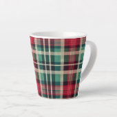 Tasse Latte Bandes Plaid Vert Crème Rouge (Angle droit)