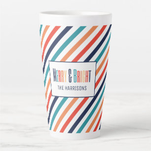 Tasse Latte Bandes rétro esthétiques Lignes colorées Noël