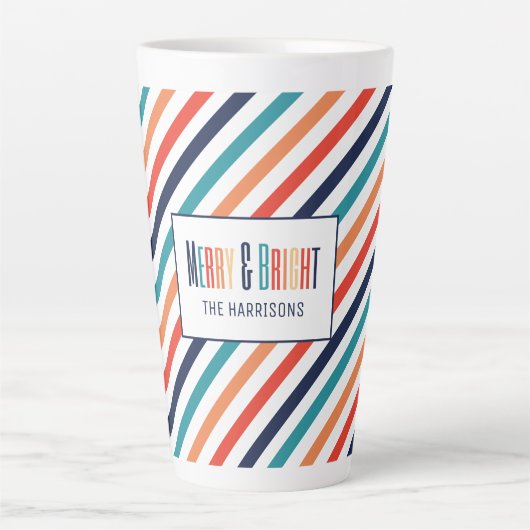 Tasse Latte Bandes rétro esthétiques Lignes colorées Noël (Devant)