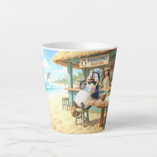 Tasse Latte Bar de plage du Pingouin (Devant)
