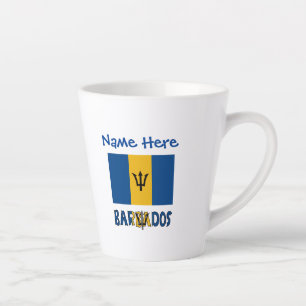 Tasse Latte Barbade Drapeau Bleu Personnalisation