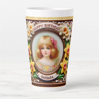 Tasse Latte BARBARA ~ Vintage fille ~ Joyeux anniversaire ~