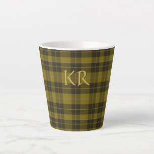 Tasse Latte Barclay Tartan avec vos initiales, Scottish Plaid