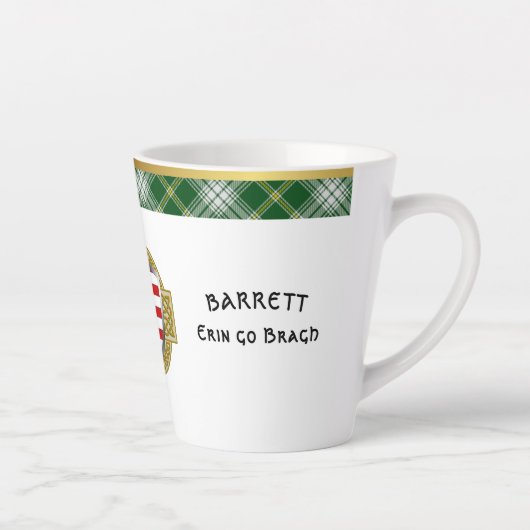 Tasse Latte Barrett Irish Shield & Tartan Personnalisé (Droite)