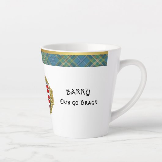 Tasse Latte Barry Irish Shield & Tartan Personnalisé (Droite)
