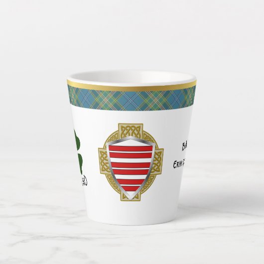 Tasse Latte Barry Irish Shield & Tartan Personnalisé (Devant)