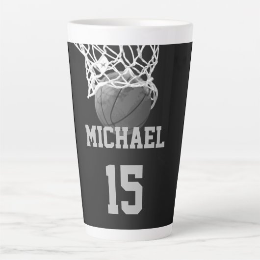 Tasse Latte Basket-ball Votre nom (Devant)