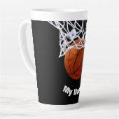 Tasse Latte Basket-ball Votre nom Personnalisé (Angle gauche)