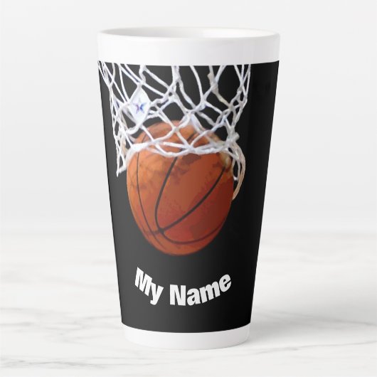Tasse Latte Basket-ball Votre nom Personnalisé (Devant)