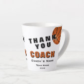 Tasse Latte Basketball Ball Thank you Coach  (Angle droit)