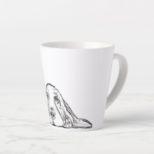 Tasse Latte basset blanc (Angle droit)
