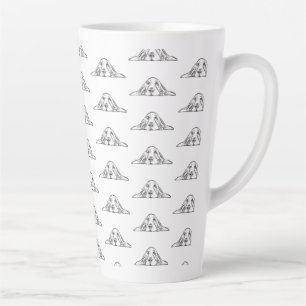 Tasse Latte basset hound noir blanc simple chiot yeux 