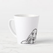 Tasse Latte basset hound noir blanc simple yeux de chiot (Angle gauche)