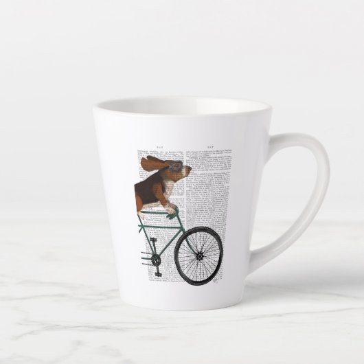 Tasse Latte Basset Hound sur vélo (Droite)