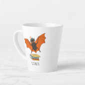 Tasse Latte Bat Book Lover Funny Halloween Nom (Angle gauche)