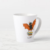 Tasse Latte Bat Book Lover Funny Halloween Nom (Angle droit)