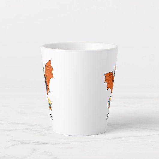 Tasse Latte Bat Book Lover Funny Halloween Nom (Devant)
