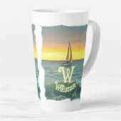 Tasse Latte Bateau à voile sur Banderas Bay 0884 (Angle droit)