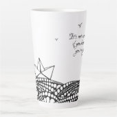 Tasse Latte Bateau en papier crayon | texte de motivation (Devant)