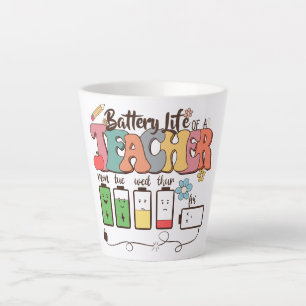 Tasse Latte Batterie vie d'un enseignant - Éducateur relatif