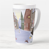 Tasse Latte Bavarian, German Town Light Blue Christmas Coffee (Angle droit)