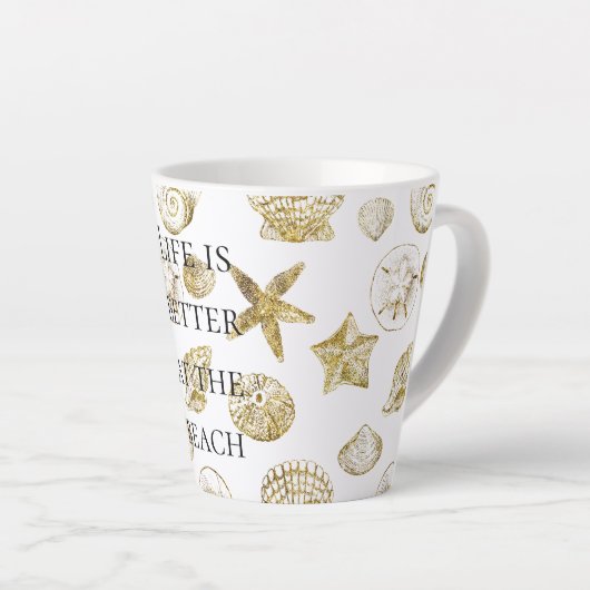 Tasse Latte Beach Gold Sea Shells (Angle droit)