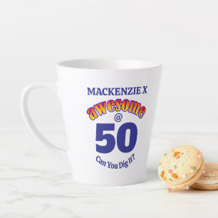 Tasse Latte BEAU 50 BLEU Anniversaire