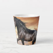 Tasse Latte Beau Cheval Noir (Devant)