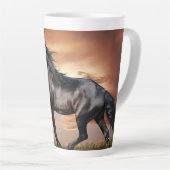 Tasse Latte Beau Cheval Noir (Angle droit)
