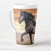 Tasse Latte Beau Cheval Noir (Angle gauche)