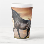 Tasse Latte Beau Cheval Noir (Devant)