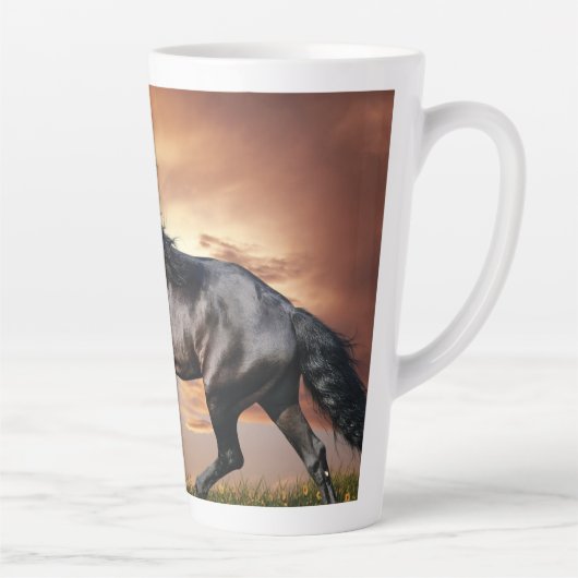 Tasse Latte Beau Cheval Noir (Droite)