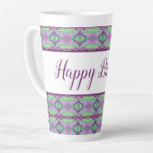 Tasse Latte Beau Joyeux Anniversaire violet Flowé (Angle gauche)