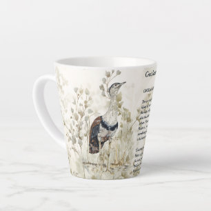 Tasse Latte Beau Oiseau de Bustard indien peint à la main