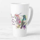 Tasse Latte Beau Oiseau et Fleurs de Humming (Angle droit)
